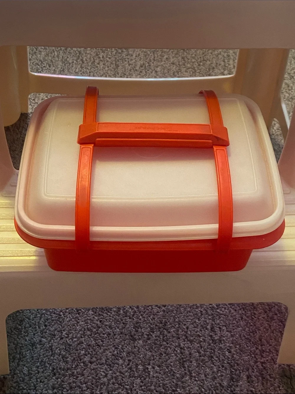 VTG, TUPPERWARE Made In USA Red Plastic Food Storage Container with Snap Handlet